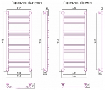 Полотенцесушитель водяной Сунержа Богема+ 1000x400