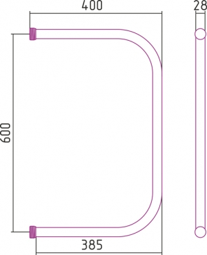 Полотенцесушитель водяной Стилье П-образный 600x400 резьба-cгон 1"