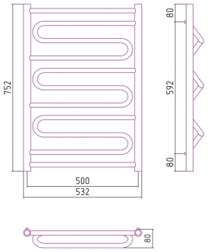 Полотенцесушитель комбинированный Сунержа Элегия-ПРОФИ 800x500. 00-5105-8050